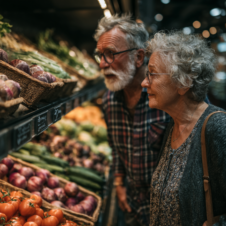 Літня жінка готує здорову їжу